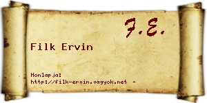 Filk Ervin névjegykártya